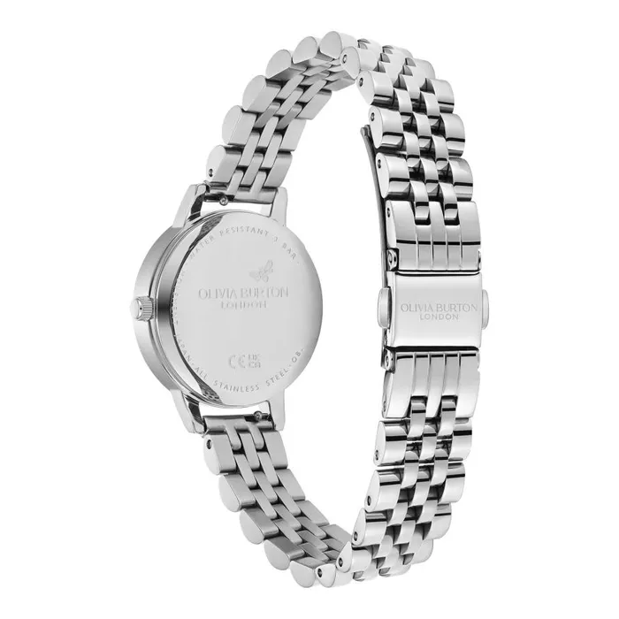 Women Classic Watches Olivia Burton 30mm White and Silver Bracelet Watch