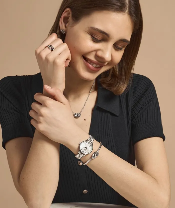 Women Classic Watches Olivia Burton 30mm White and Silver Bracelet Watch