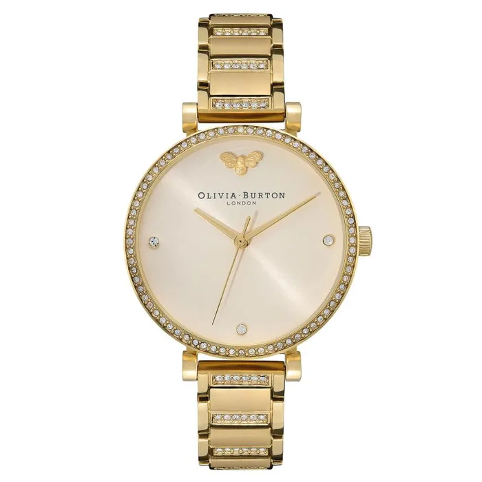 Women Classic Watches Olivia Burton 32mm Tbar Nude and Gold Bracelet Watch