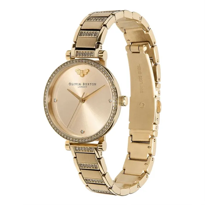 Women Classic Watches Olivia Burton 32mm Tbar Nude and Gold Bracelet Watch