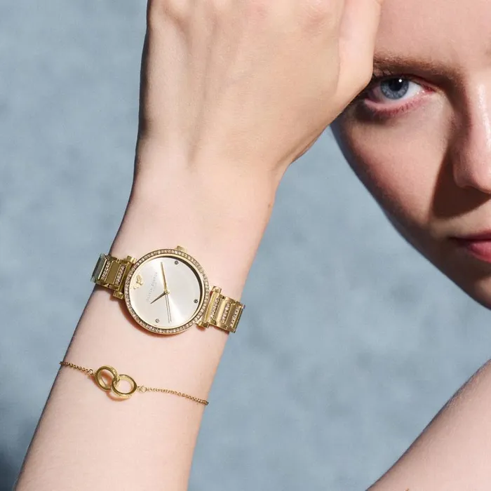 Women Classic Watches Olivia Burton 32mm Tbar Nude and Gold Bracelet Watch