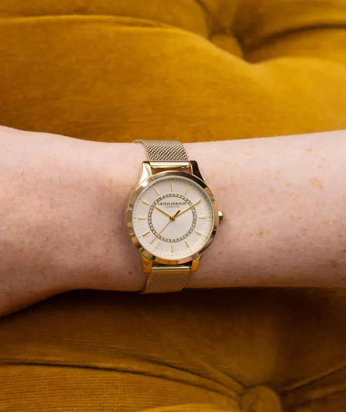 Women Classic Watches Olivia Burton 36mm Wonderlust Ivory and Gold Mesh Watch Women Classic Watches Olivia Burton 36mm Wonderlust Ivory and Gold Mesh Watch