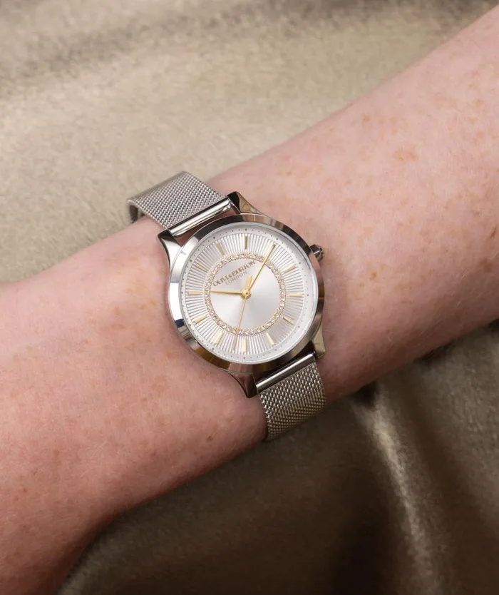 Women Classic Watches Olivia Burton 36mm Wonderlust White and Silver Mesh Watch Women Classic Watches Olivia Burton 36mm Wonderlust White and Silver Mesh Watch