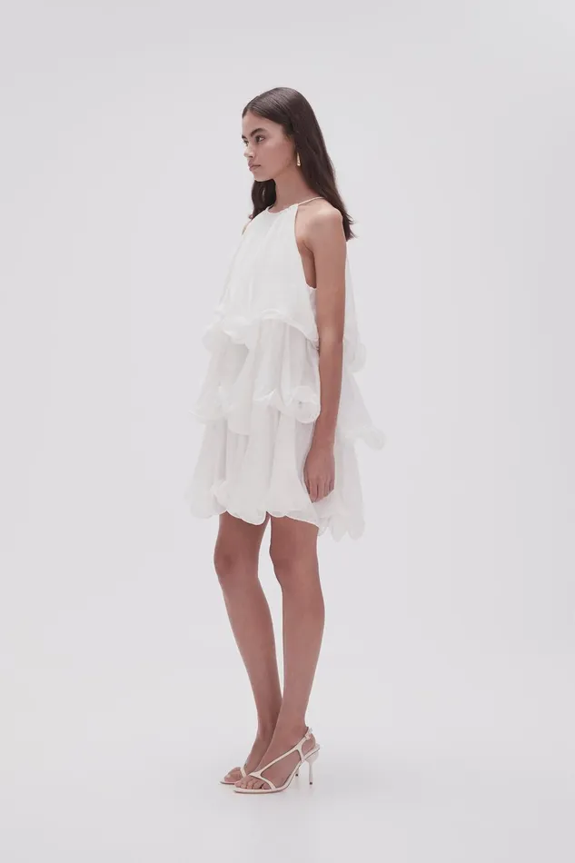 Women Claudia Tiered Mini Dress Ivory Aje Dresses