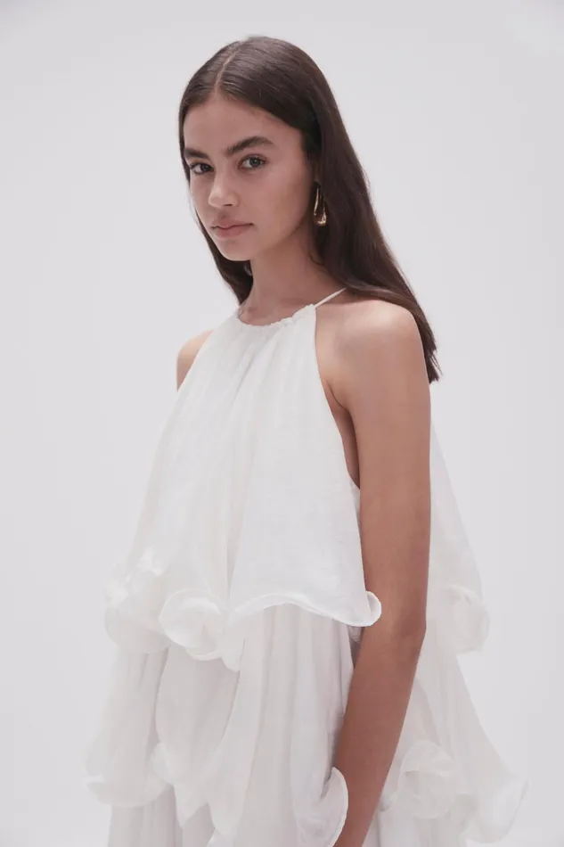 Women Claudia Tiered Mini Dress Ivory Aje Dresses