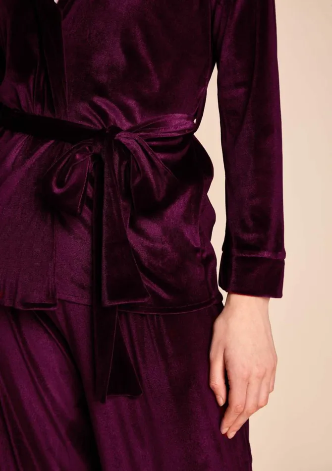 Women CoOrds Gilda and Pearl Saratoga Damson Velvet Pyjama Damson Women CoOrds Gilda and Pearl Saratoga Damson Velvet Pyjama Damson