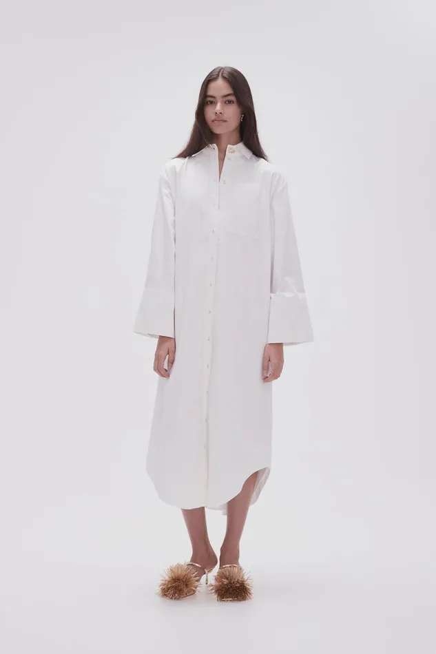 Women Coexistance Twisted Midi Dress Ivory Aje Dresses
