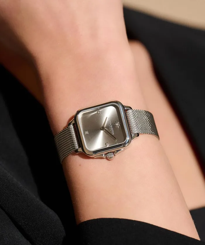 Women Color Dial Watches Olivia Burton 28mm Grosvenor Light Grey and Silver Mesh Watch Women Color Dial Watches Olivia Burton 28mm Grosvenor Light Grey and Silver Mesh Watch