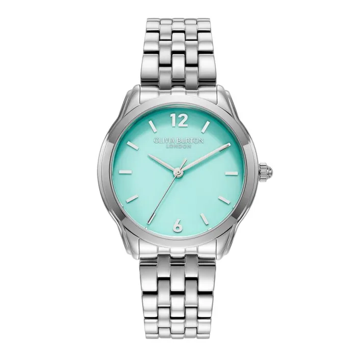 Women Color Dial Watches Olivia Burton 36mm Starlight Color Turquoise and Silver Bracelet Watch Women Color Dial Watches Olivia Burton 36mm Starlight Color Turquoise and Silver Bracelet Watch