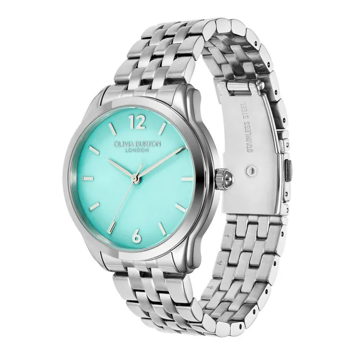 Women Color Dial Watches Olivia Burton 36mm Starlight Color Turquoise and Silver Bracelet Watch Women Color Dial Watches Olivia Burton 36mm Starlight Color Turquoise and Silver Bracelet Watch