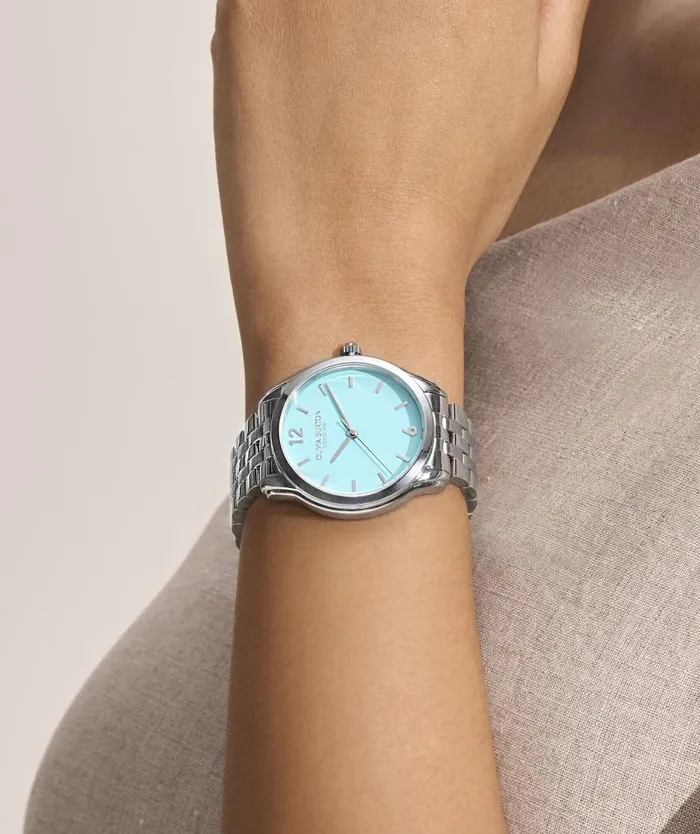 Women Color Dial Watches Olivia Burton 36mm Starlight Color Turquoise and Silver Bracelet Watch Women Color Dial Watches Olivia Burton 36mm Starlight Color Turquoise and Silver Bracelet Watch