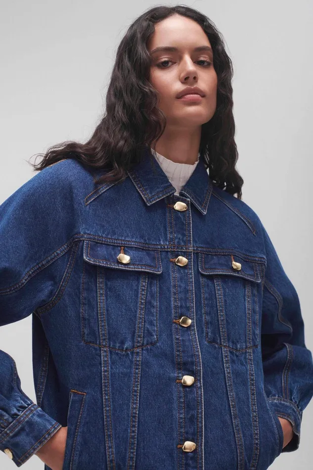 Women Colorado Denim Jacket Washed Indigo Aje Denim