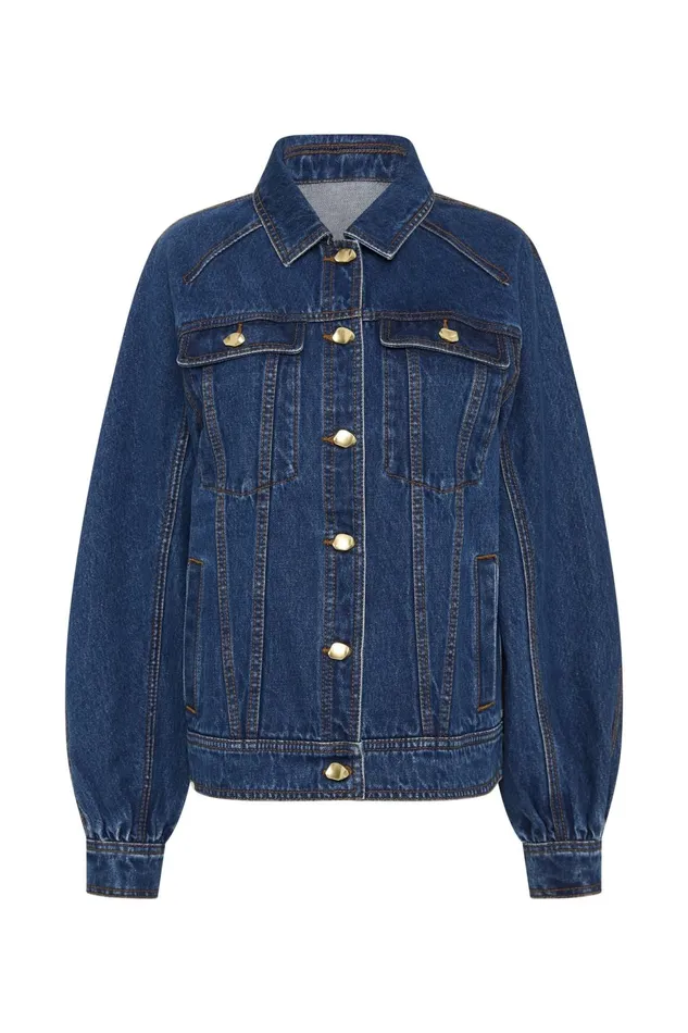 Women Colorado Denim Jacket Washed Indigo Aje Denim