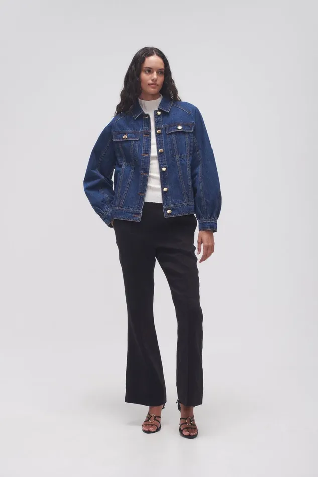 Women Colorado Denim Jacket Washed Indigo Aje Denim