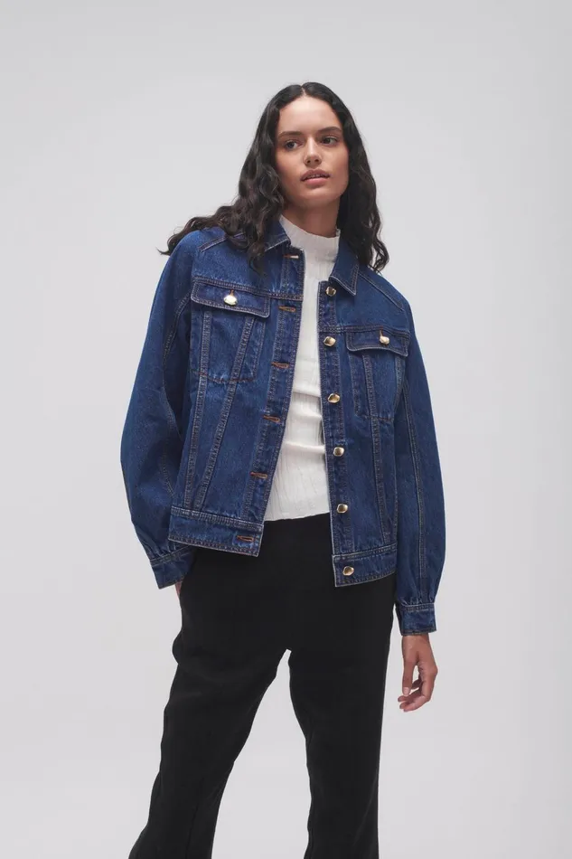 Women Colorado Denim Jacket Washed Indigo Aje Denim