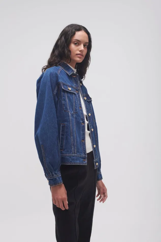Women Colorado Denim Jacket Washed Indigo Aje Denim