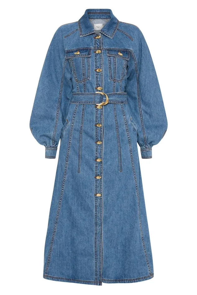 Women Colorado Denim Midi Dress 90039s Wash Aje Denim