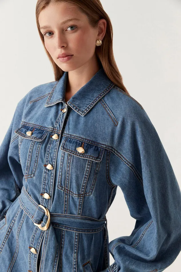 Women Colorado Denim Midi Dress 90039s Wash Aje Denim