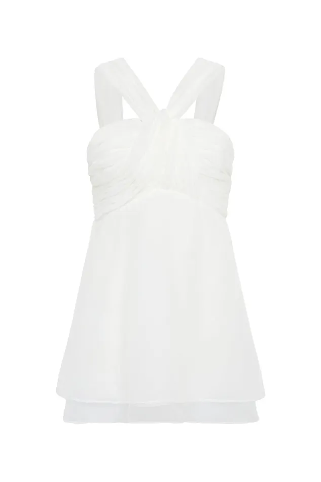 Women Continuum Draped Knot Top Ivory Aje Tops