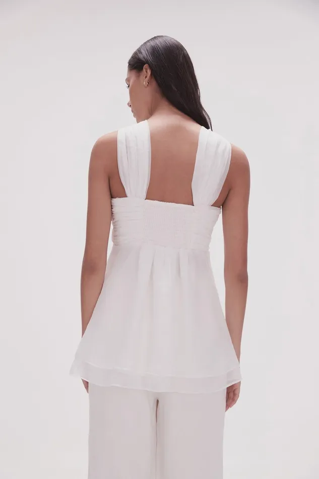 Women Continuum Draped Knot Top Ivory Aje Tops