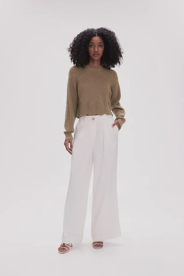 Women Cordelia Scallop Hem Jumper Desert Khaki Aje Knitwear and Jumpers