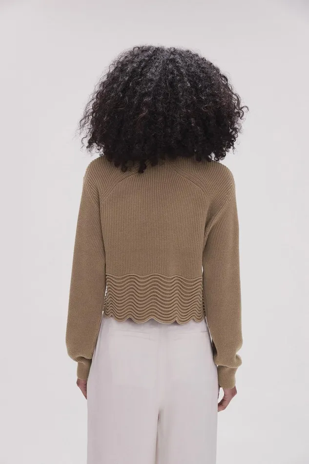 Women Cordelia Scallop Hem Jumper Desert Khaki Aje Knitwear and Jumpers