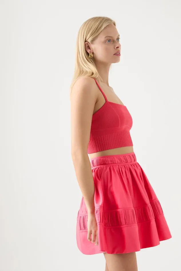 Women Coronil Knit Crop Top Rouge Pink Aje Body and Crepe Knit