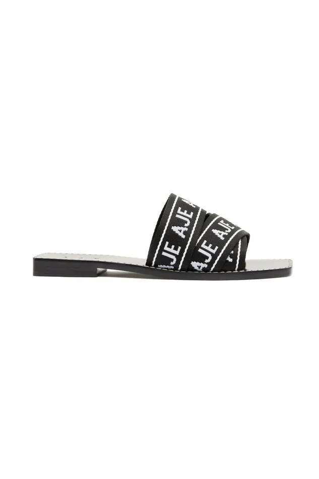 Women Cosmos Logo Slide Black Aje Leather