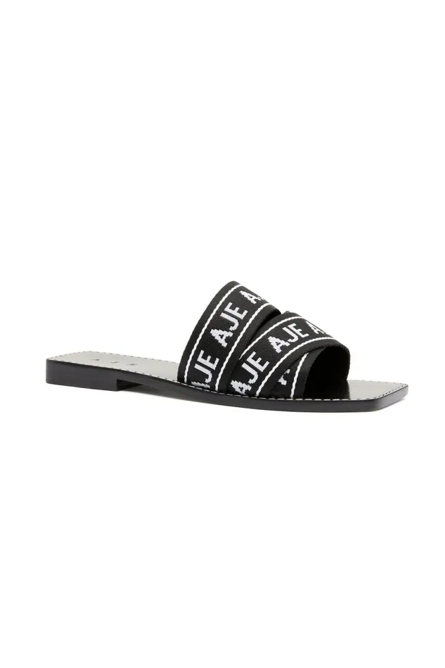 Women Cosmos Logo Slide Black Aje Leather