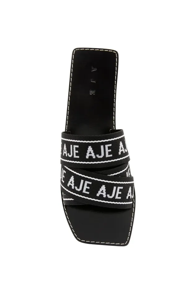 Women Cosmos Logo Slide Black Aje Leather