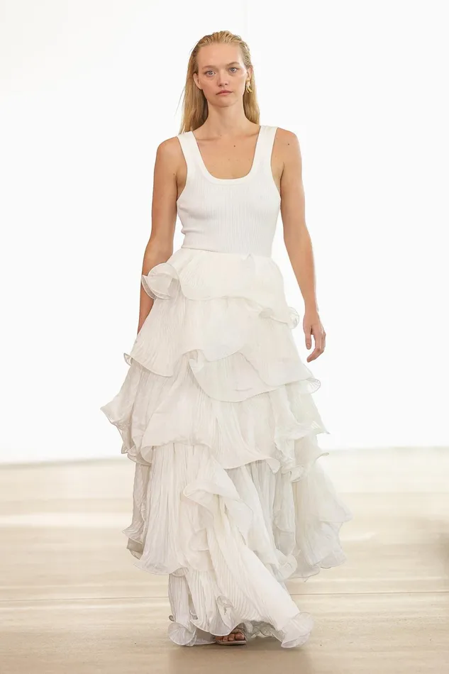 Women Cosmos Tiered Maxi Skirt Ivory Aje Skirts