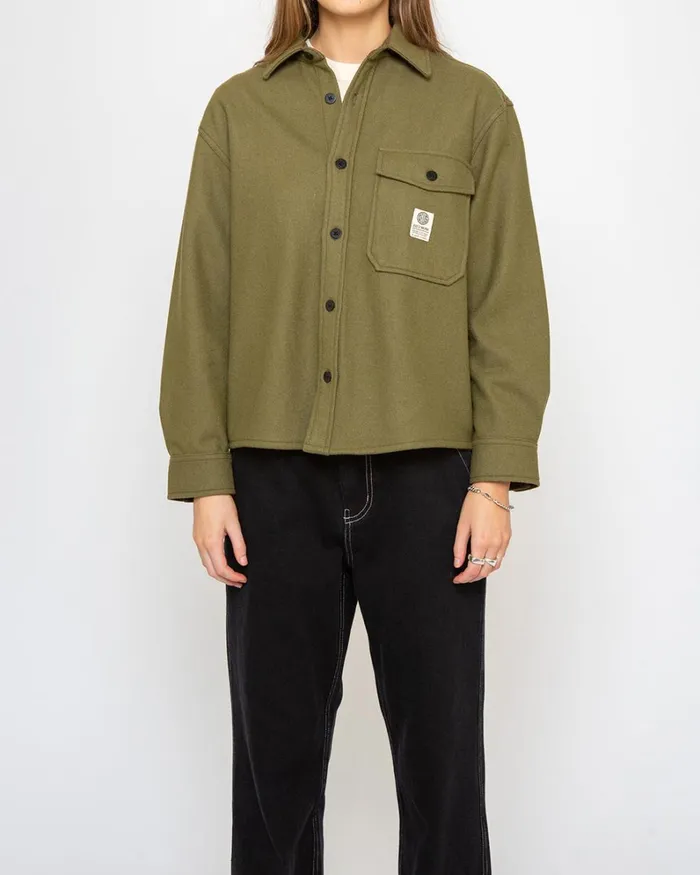 Women CPO Wool Shirt 8211 Olive Drab Deus Ex Machina Shirts
