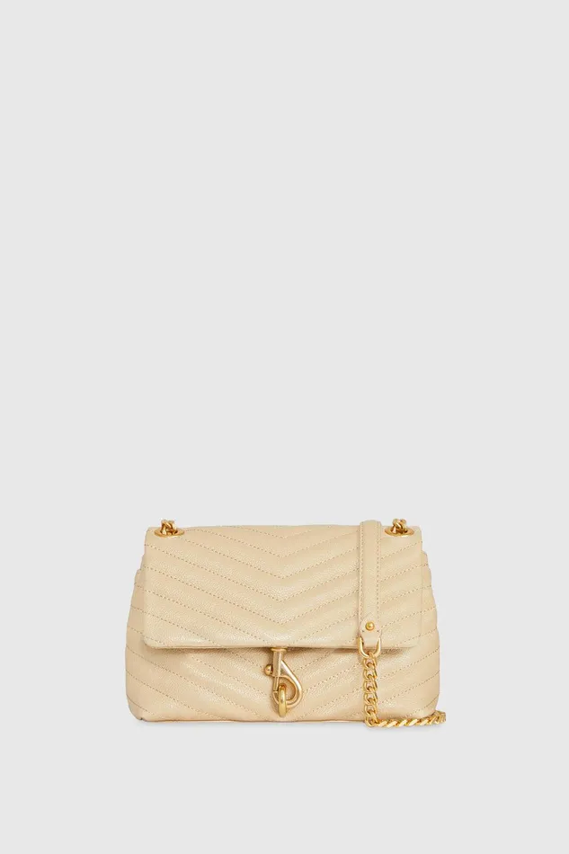 Women Crossbody Bags Rebecca Minkoff Edie Crossbody Latteantique Brass
