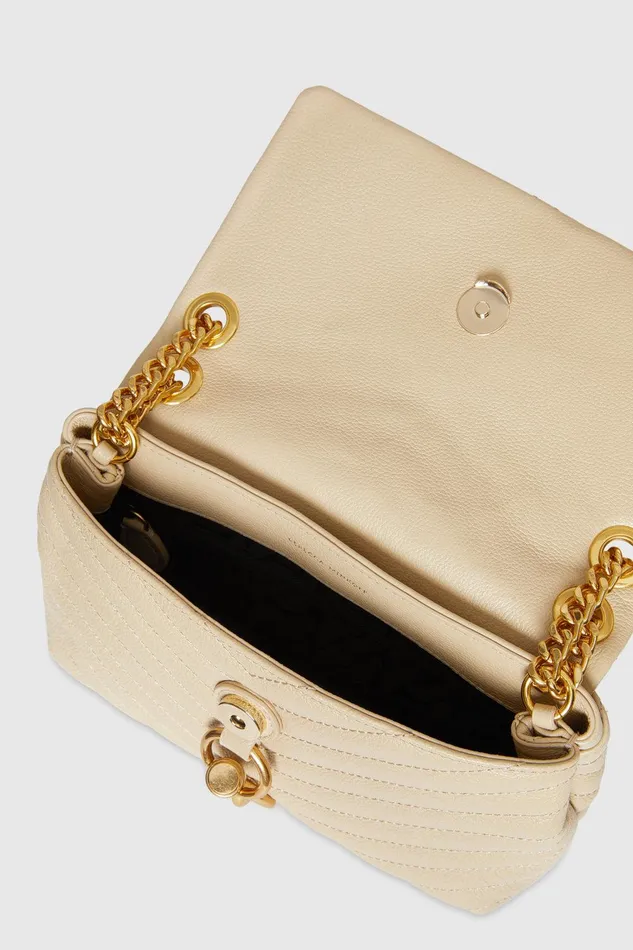 Women Crossbody Bags Rebecca Minkoff Edie Crossbody Latteantique Brass