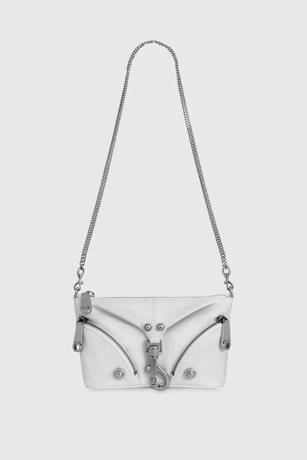 Women Crossbody Bags Rebecca Minkoff Mini Julian Crossbody Whitegreyantique Silver