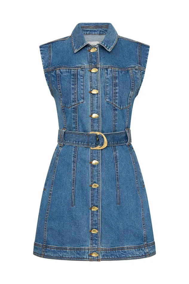 Women Darcie Denim Mini Dress 90039s Wash Aje Denim