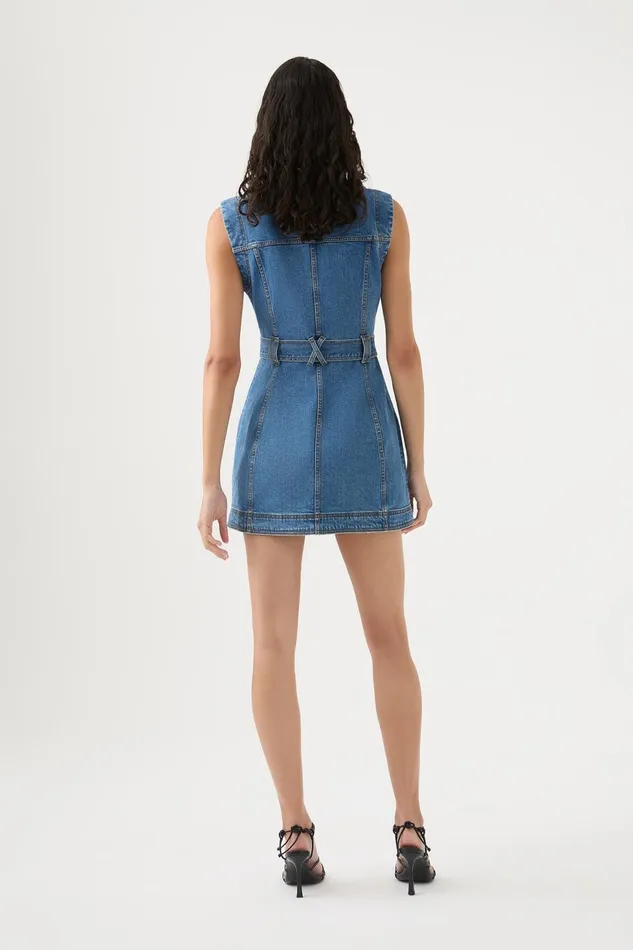 Women Darcie Denim Mini Dress 90039s Wash Aje Denim