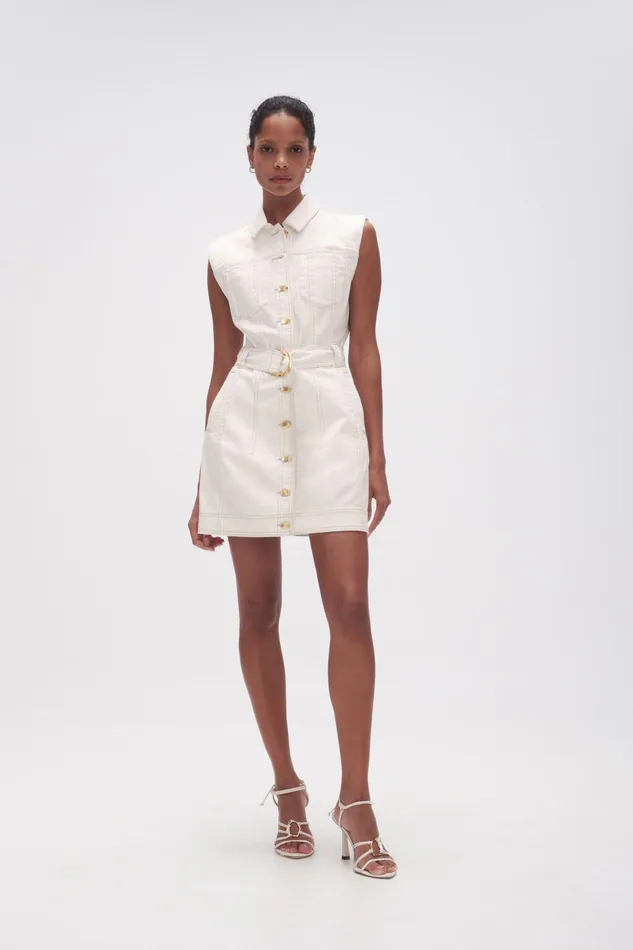 Women Darcie Denim Mini Dress White Aje Denim