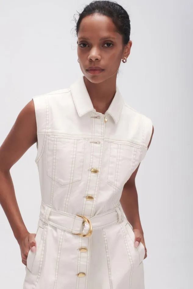 Women Darcie Denim Mini Dress White Aje Denim
