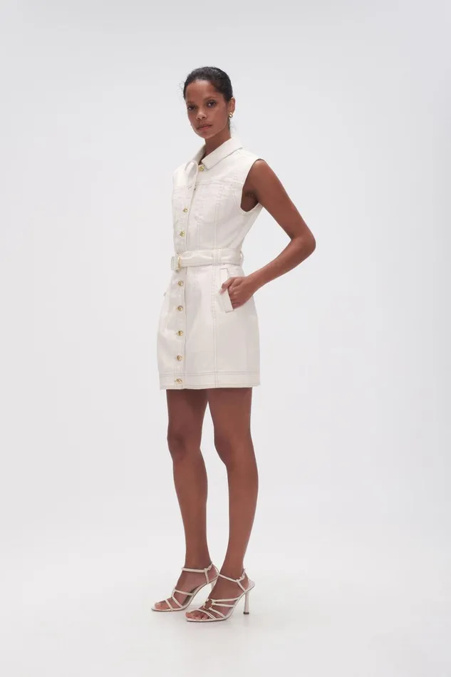 Women Darcie Denim Mini Dress White Aje Denim