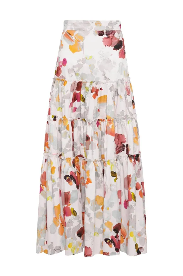 Women Dassia Tiered Skirt Wallpaper Floral Aje Skirts