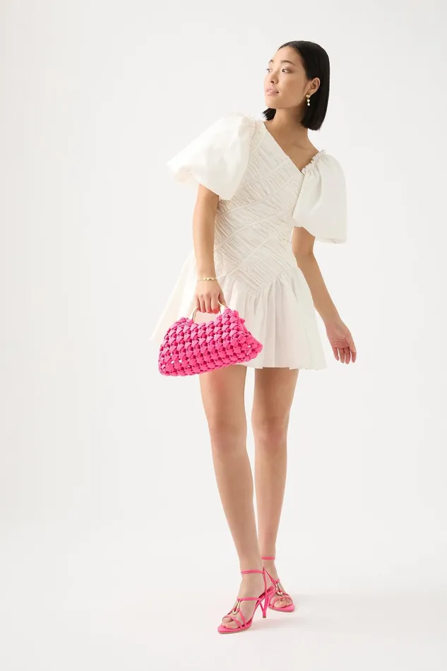 Women Dawn Drawstring Mini Dress Ivory Aje Dresses