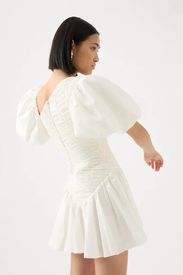 Women Dawn Drawstring Mini Dress Ivory Aje Dresses