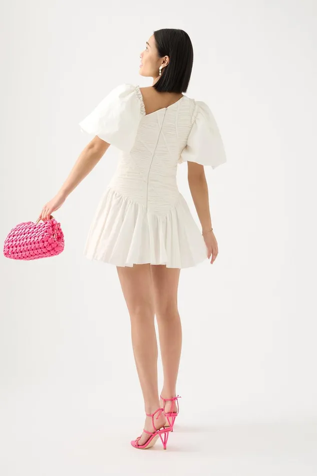 Women Dawn Drawstring Mini Dress Ivory Aje Dresses