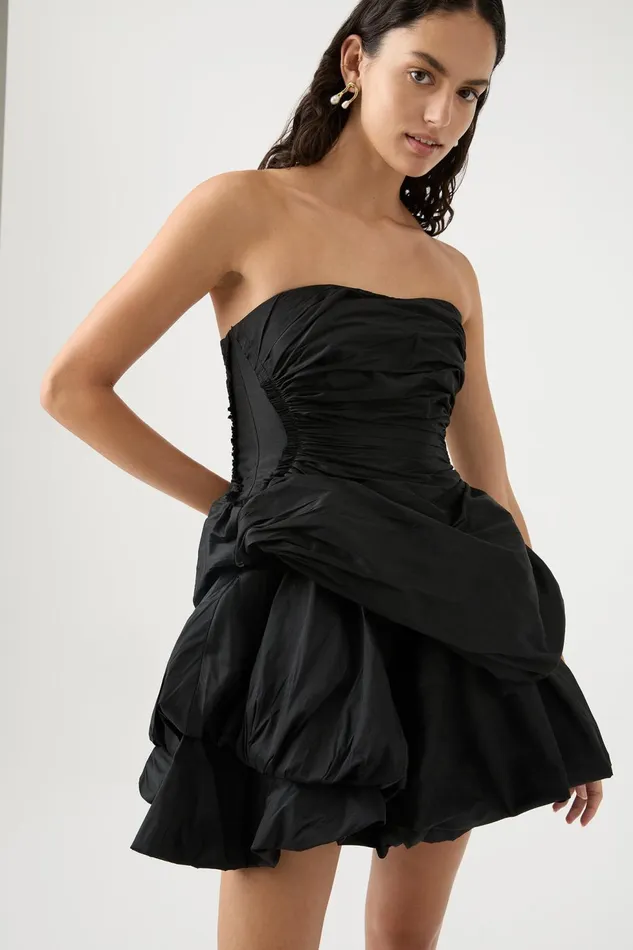 Women Daybreak Strapless Mini Dress Black Aje Dresses
