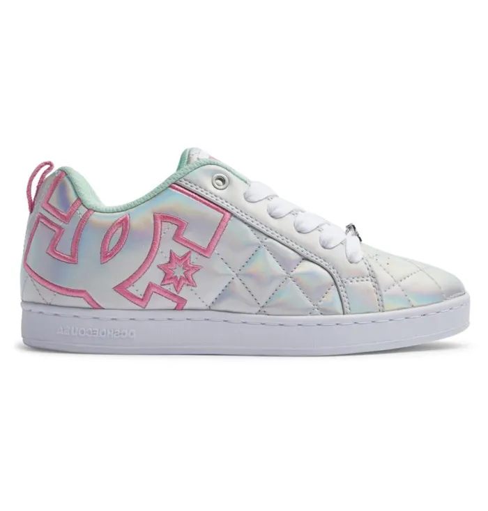 Women DC Shoes Sneakers Court Graffik SE Shoes Whitemetallic Silverpink