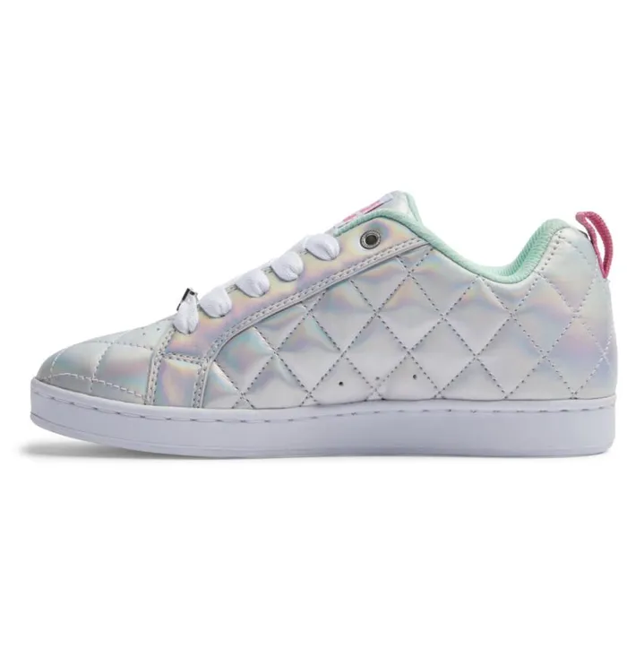 Women DC Shoes Sneakers Court Graffik SE Shoes Whitemetallic Silverpink