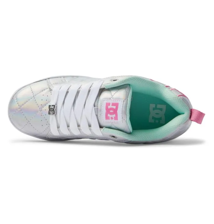 Women DC Shoes Sneakers Court Graffik SE Shoes Whitemetallic Silverpink