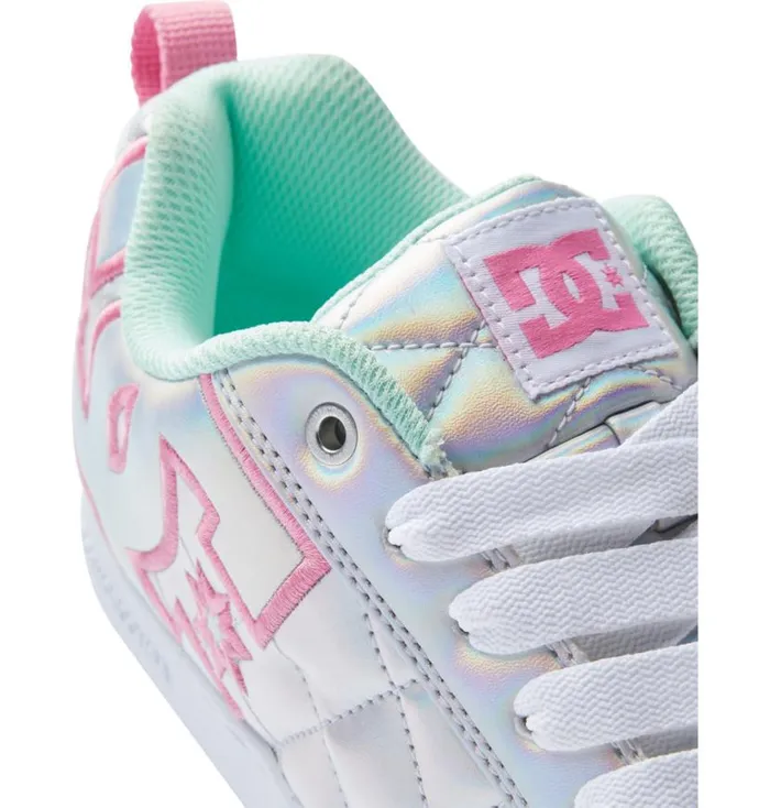 Women DC Shoes Sneakers Court Graffik SE Shoes Whitemetallic Silverpink