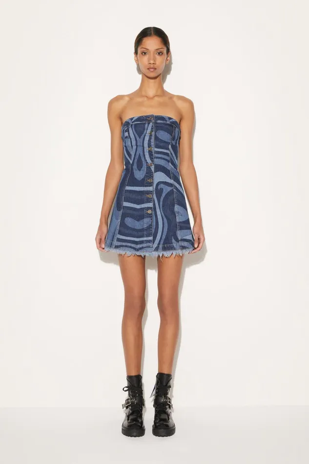 Women Denim PUCCI MarmoPrint Denim Dress